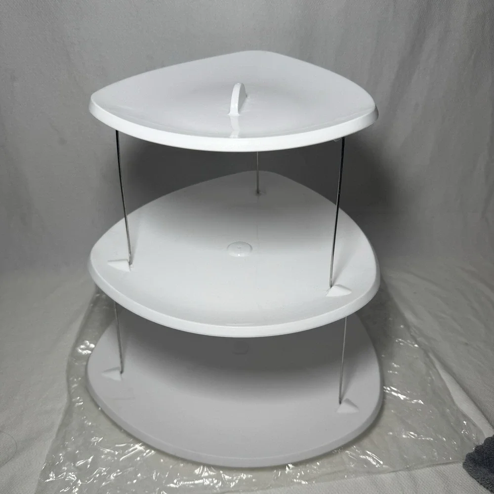 Masirs Twistfold 3-Tier Party PlateCollapsible Serving Tray White BPA Free